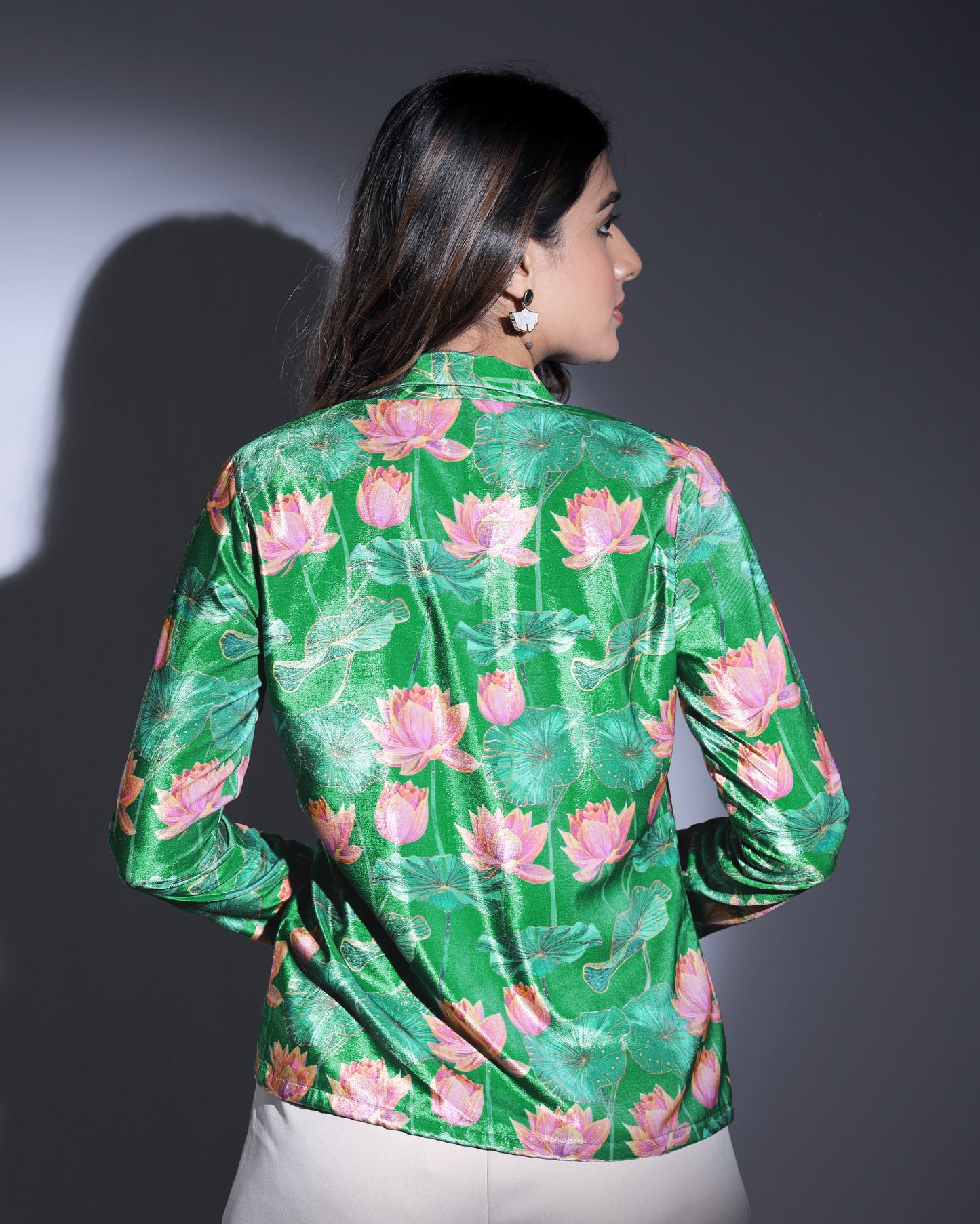 Velvet Edit: Lovely Lotus Emerand Green Velvet Jacket For Women