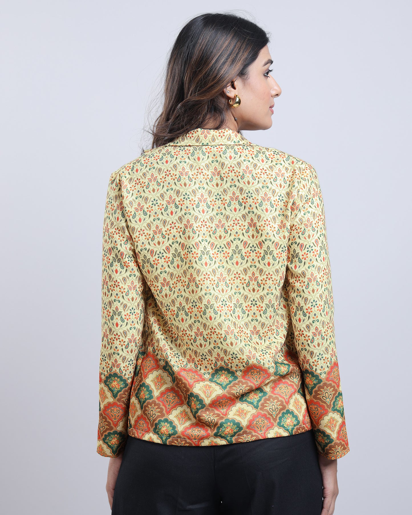 Feel The Edge : Paisley Open Front Yellow Womens Jacket