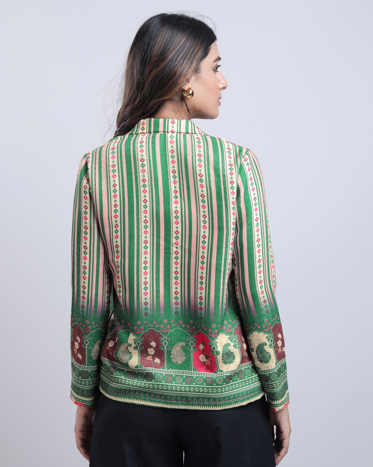 Feel The Edge: Ethnic Paisley Open Front Womens Jacket