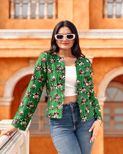 New Year Glow: Women's Seamless Floral Jacket