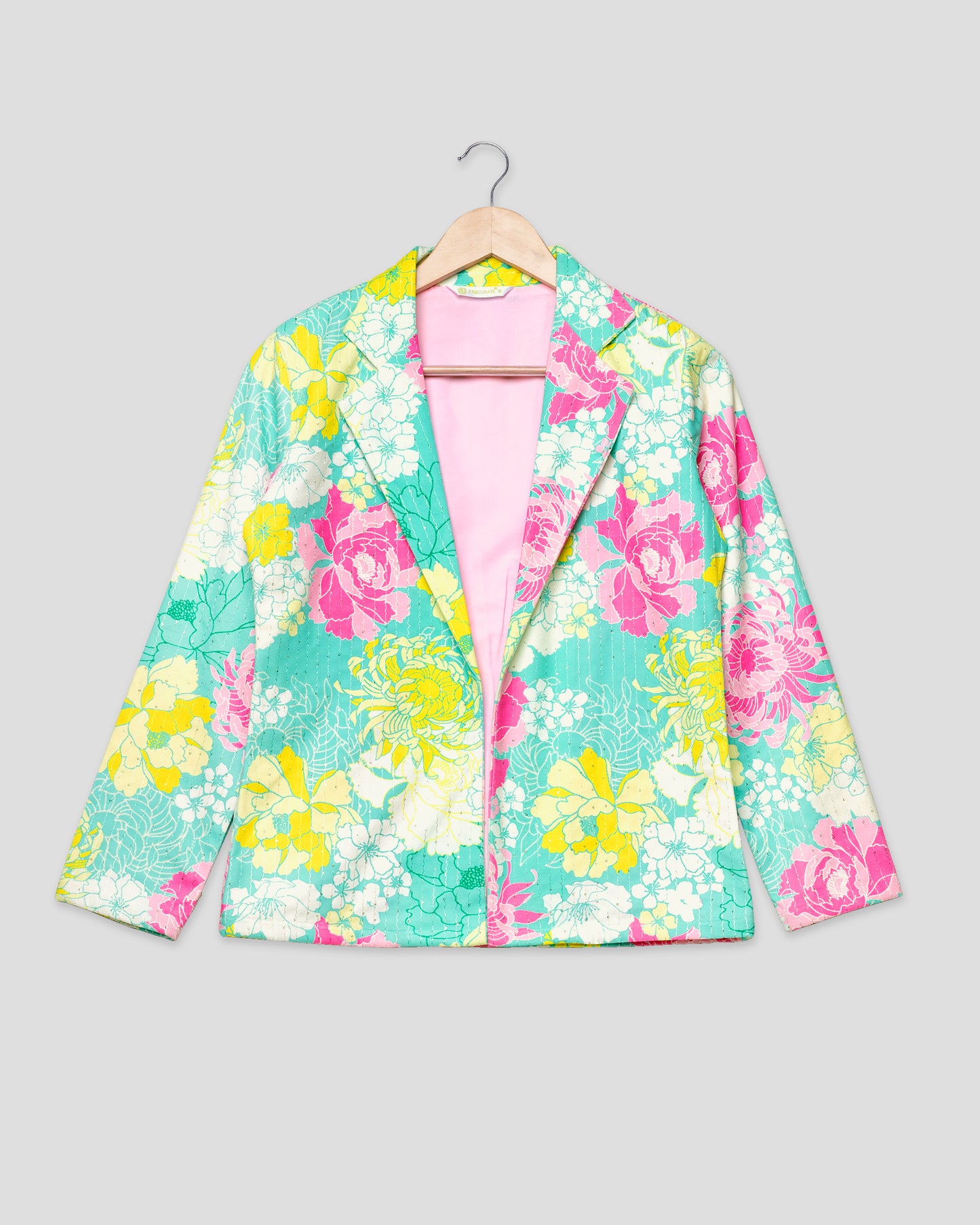 Dreamy Pastel Sequins Velvet Floral Jacket For Women