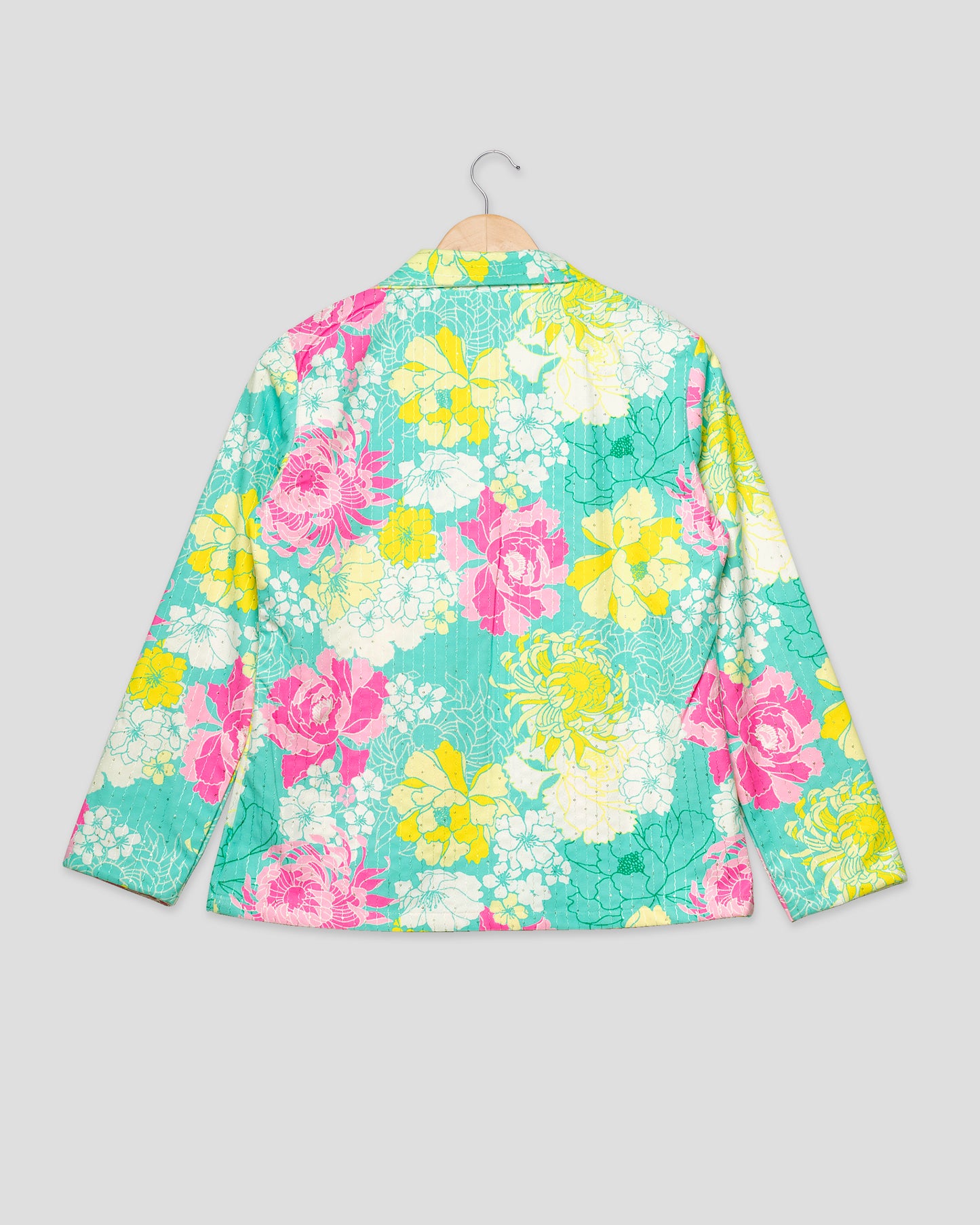 Dreamy Pastel Sequins Velvet Floral Jacket For Women