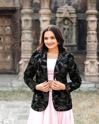 Celestial Sequins And Thread Embroidered Luxury Jacket