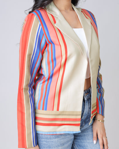 Vintage-Inspired Striped Jacket For Women