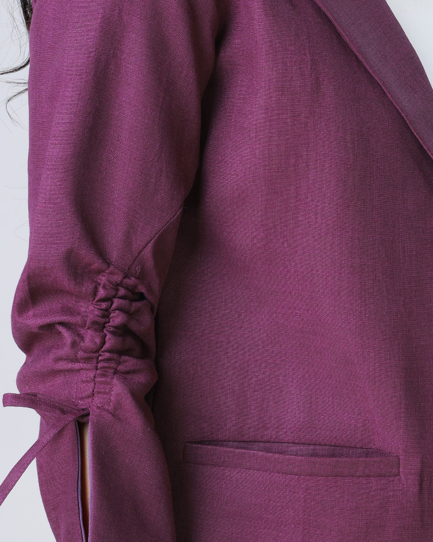 Women's Wine Purple Rolled Cuff Sleeve Jacket