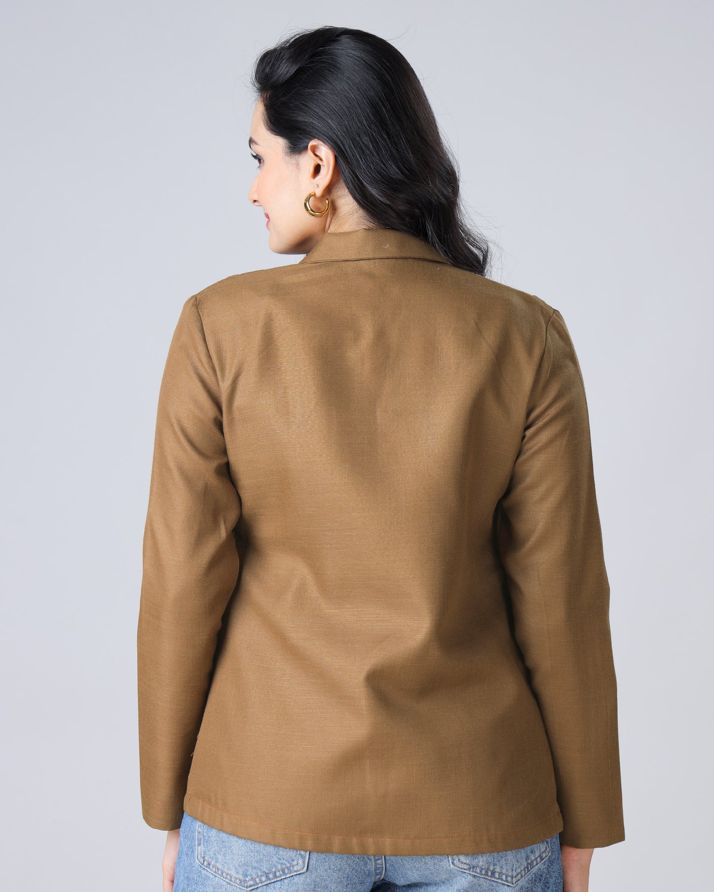 Women's Classic Brown Patchwork Jacket