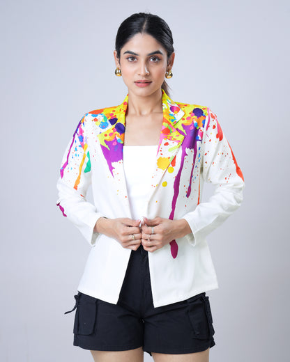 Exclusive Women's Color Splash Print Jacket
