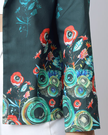 Elegant Rose Floral Jacket With Daman Detailing