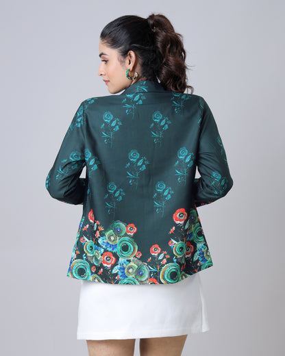 Elegant Rose Floral Jacket With Daman Detailing