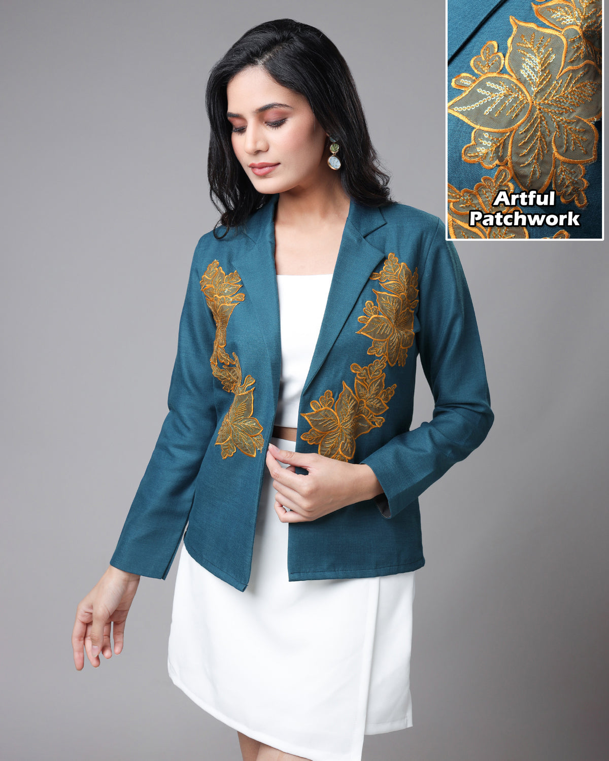 InstaPatch Solid Women's Fashion-Forward Patch Jacket