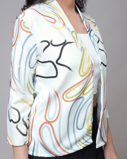 Versatile Style Women's Abstract Multicolor Jacket