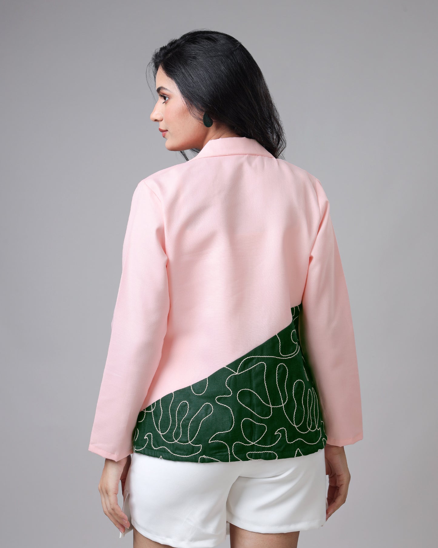 Fabjack - Women's Colorblock Thread Work Embroidery Jacket