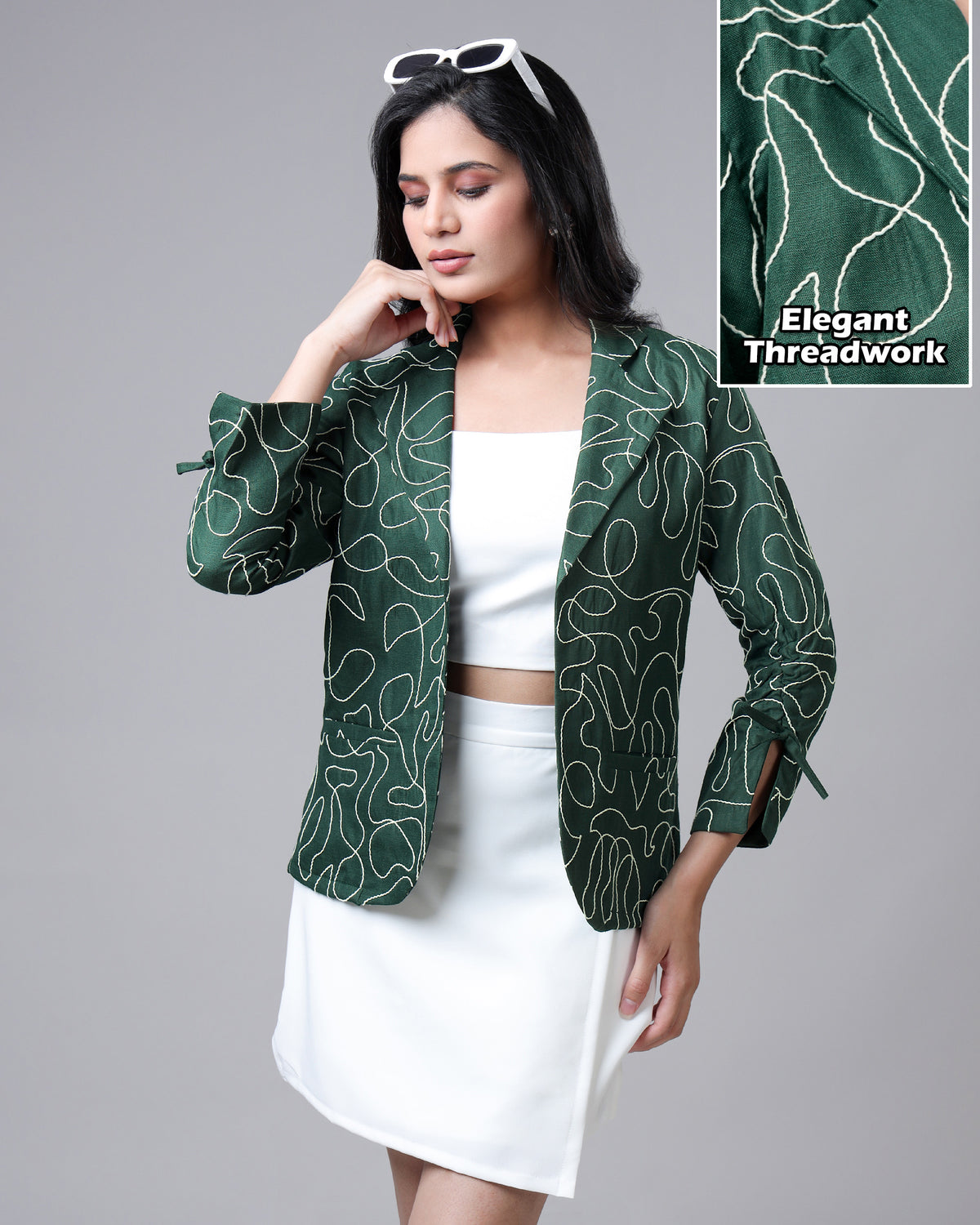 Fabnari - Green Threadwork Statement Jacket