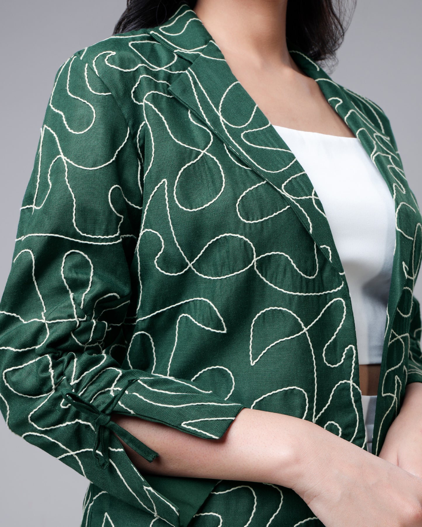 Fabnari - Green Threadwork Statement Jacket
