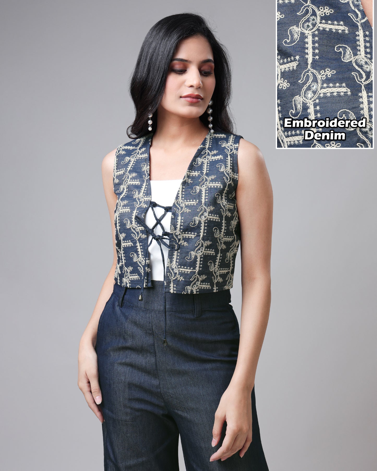 Fabcurate's Bold Take On Denim Embroidery Waist Coats Jacket