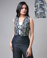 Fabcurate's Bold Take On Denim Embroidery Waist Coats Jacket