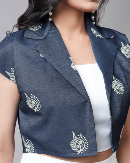 Denim Jacket with Storytelling Threadwork For Women