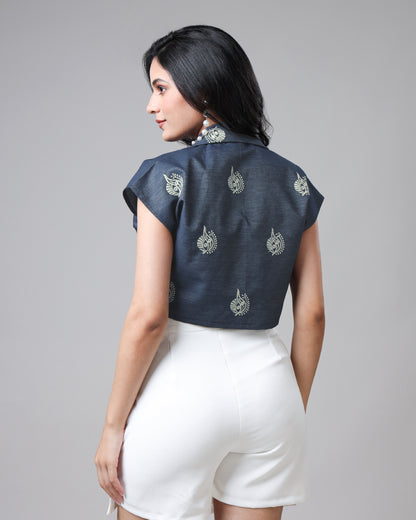 Denim Jacket with Storytelling Threadwork For Women