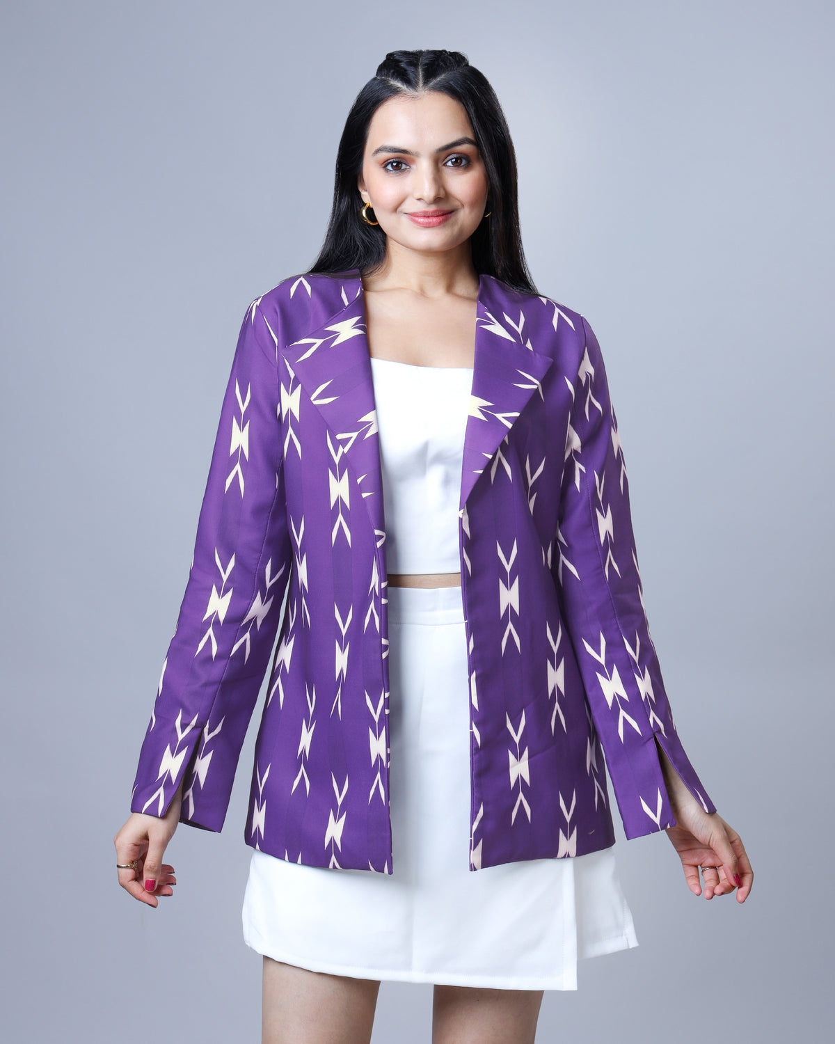 Trendy Ikkat Inspired Office Wear Jacket For Women