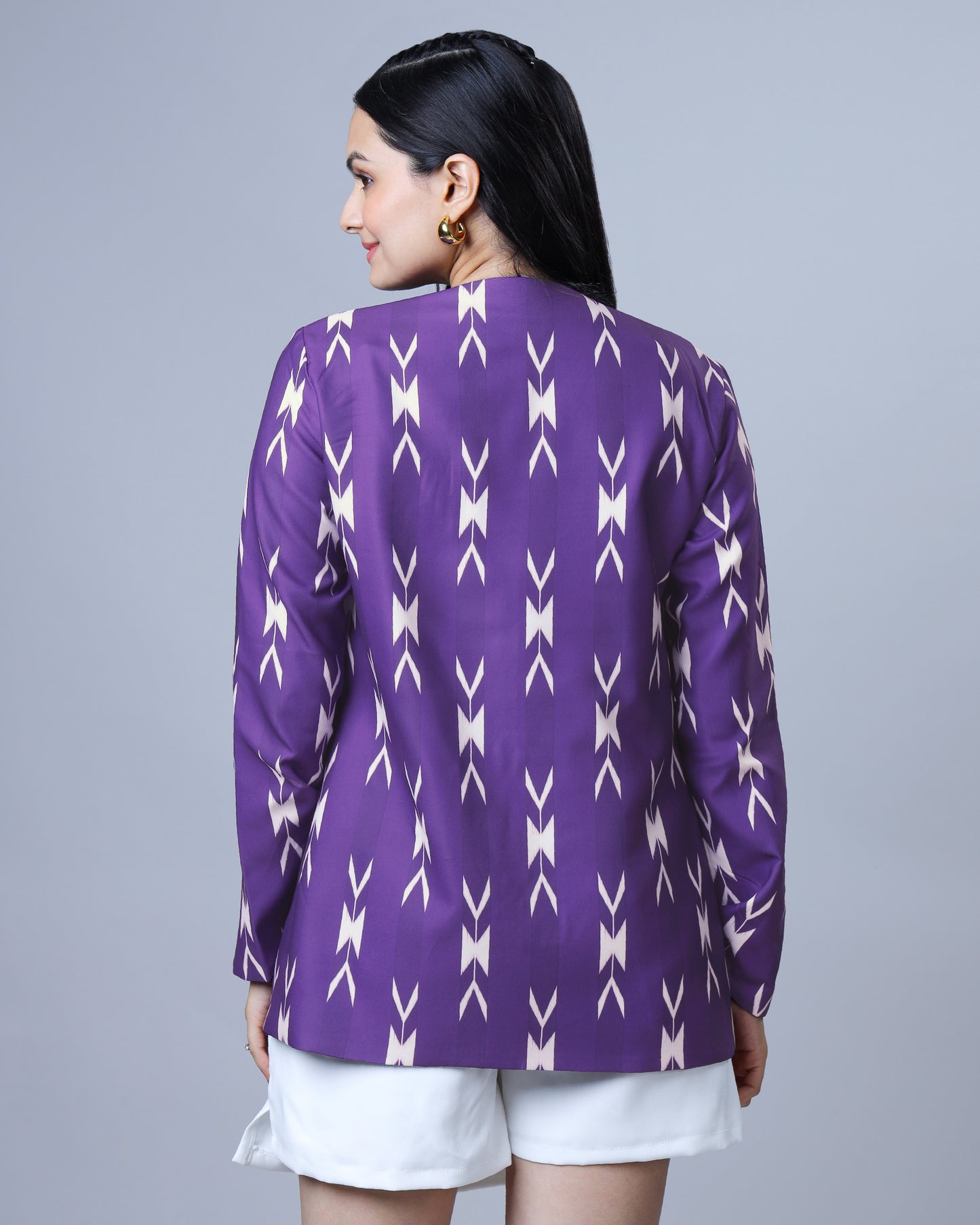Trendy Ikkat Inspired Office Wear Jacket For Women