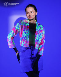 Women's Neon Marble Short Jacket for Disco Nights