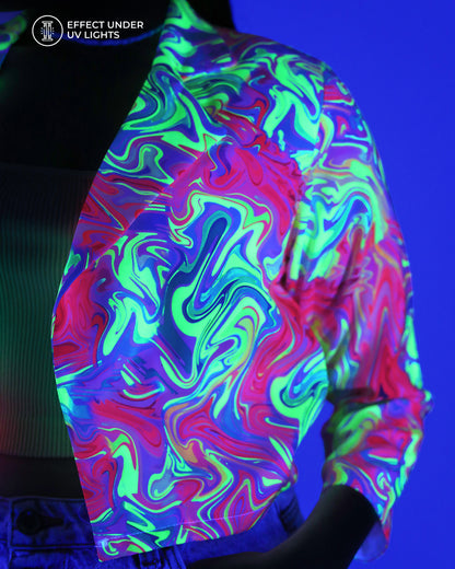 Women's Neon Marble Short Jacket for Disco Nights