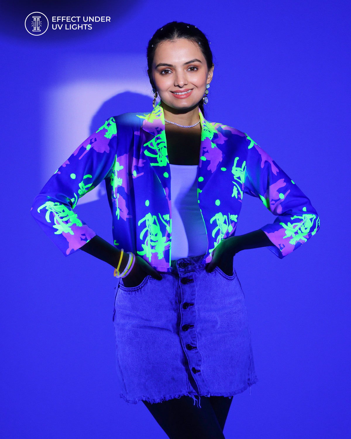 Women's Neon Reactive Abstract Jacket For Party Vibes
