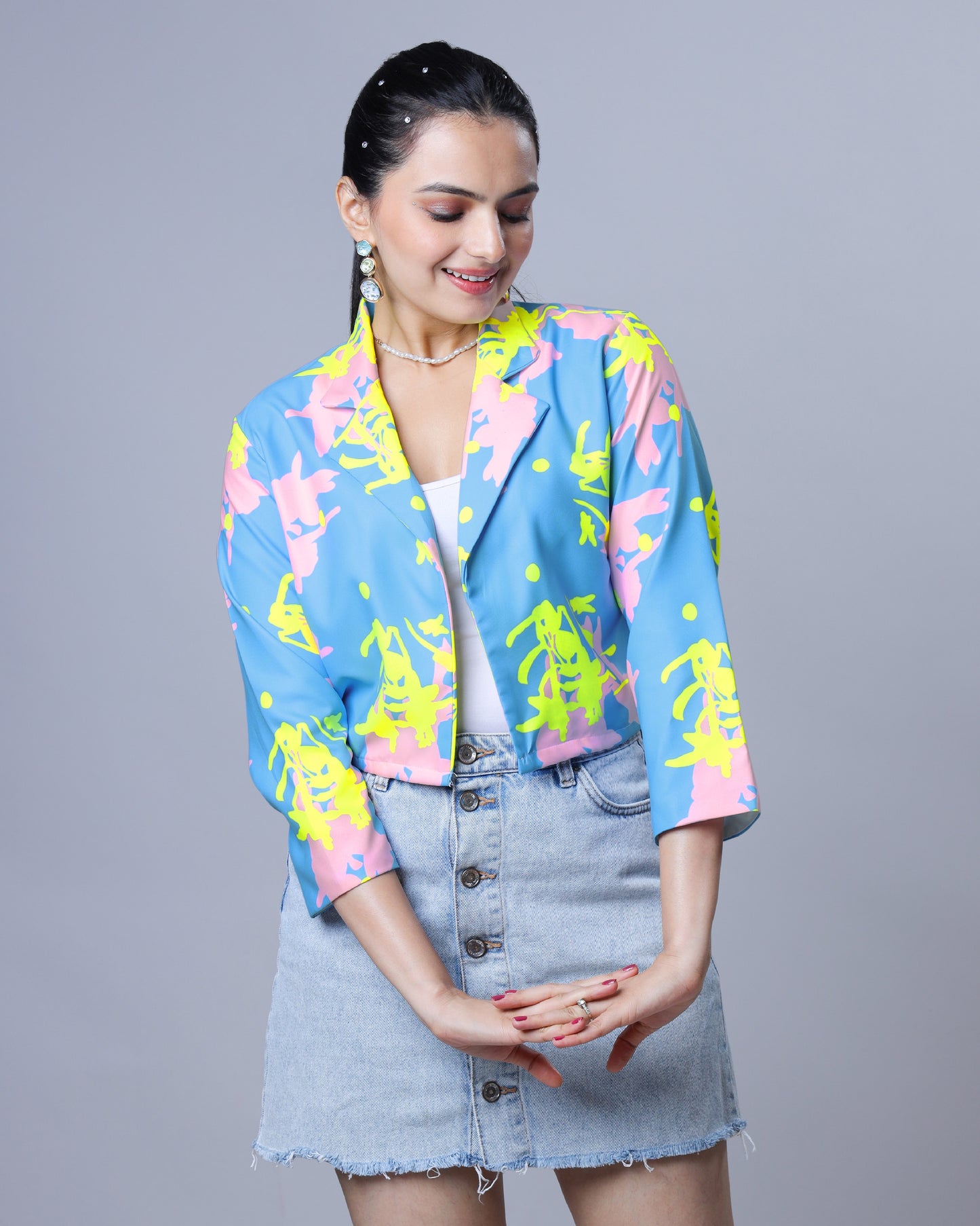 Women's Neon Reactive Abstract Jacket For Party Vibes