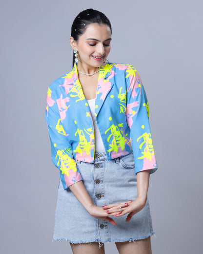 Women's Neon Reactive Abstract Jacket For Party Vibes