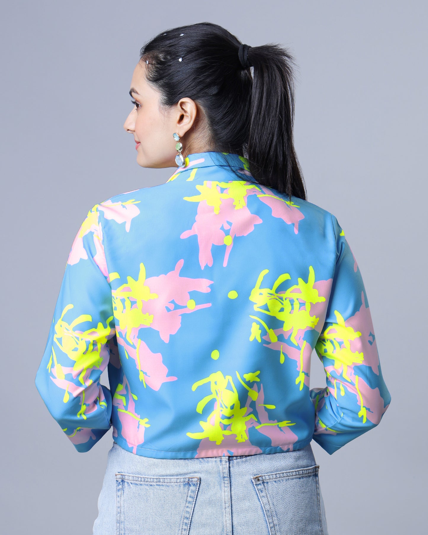 Women's Neon Reactive Abstract Jacket For Party Vibes
