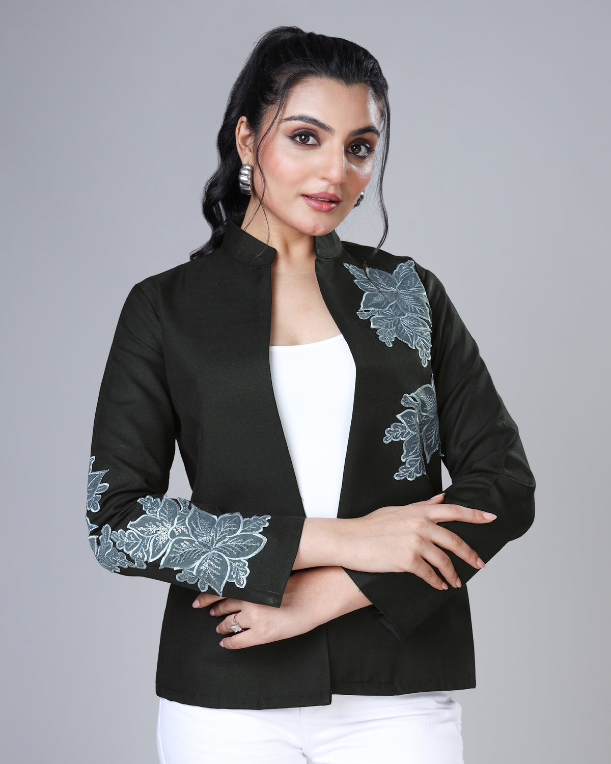 Minimal Meets Bold - Patch Work Black Color Jacket