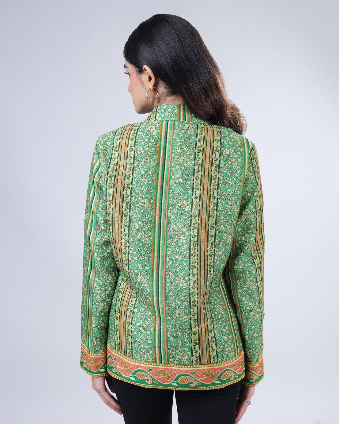 Floral Stripes Pashmina Jacket For Women