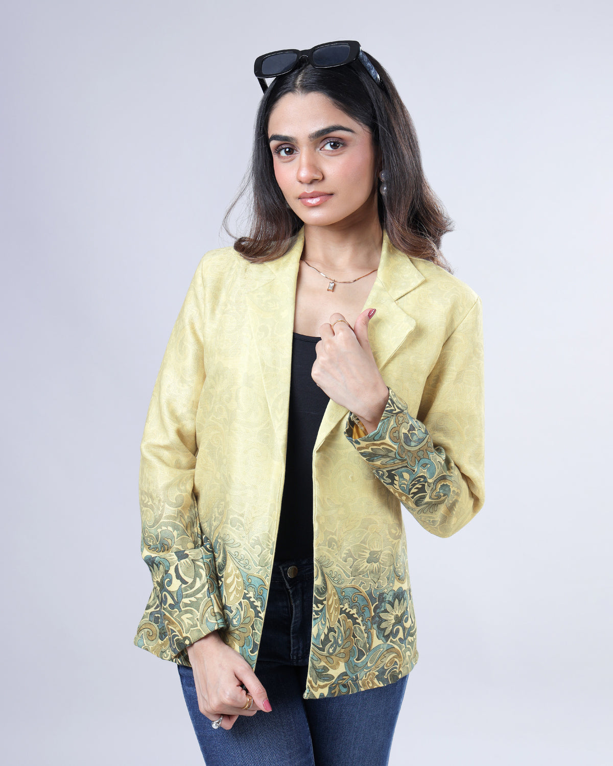 Vintage Abstract Floral Pashmina Jacket For Women