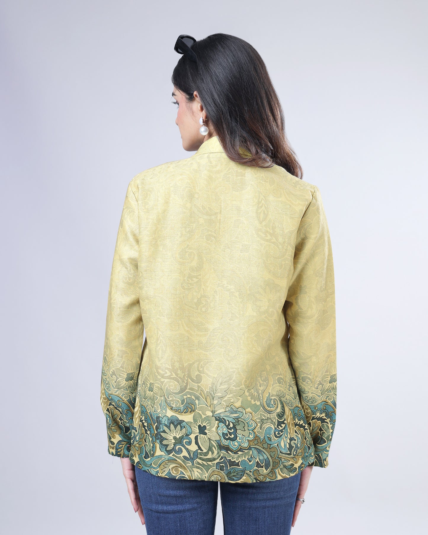 Vintage Abstract Floral Pashmina Jacket For Women