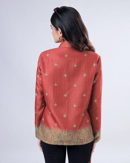 Vintage Floral Motif Pashmina Jacket For Women