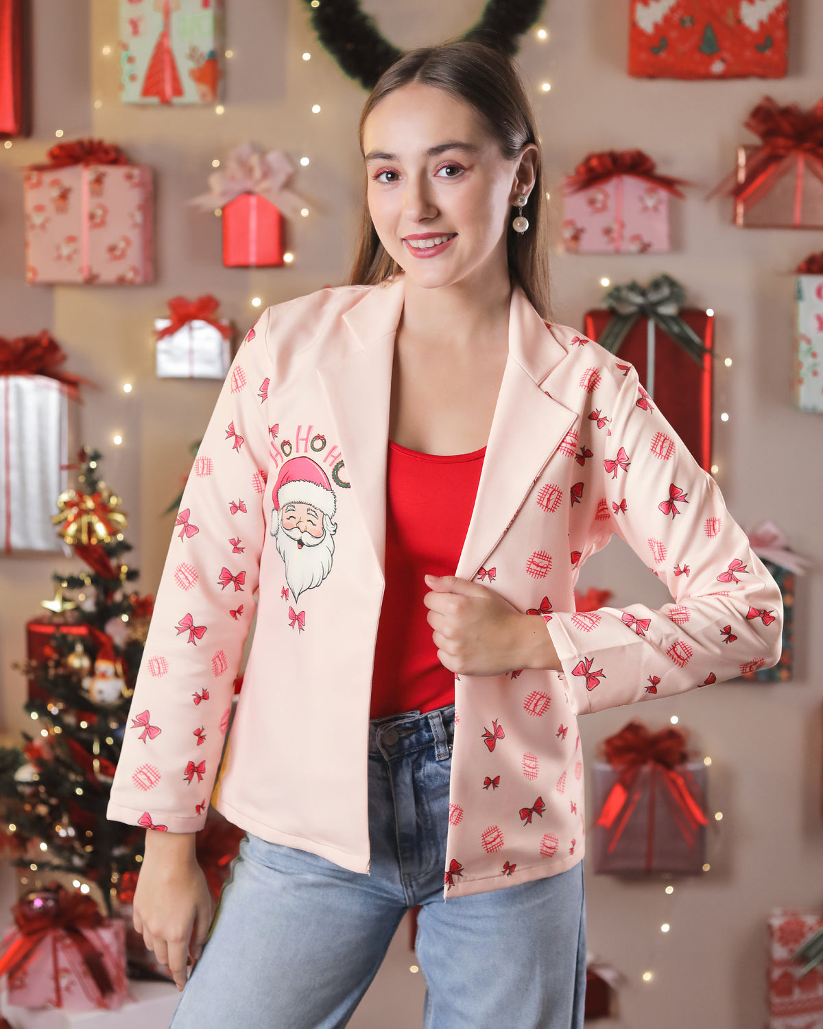 Ho Ho Haute Pink Womens Jacket - Christmas Lover's Favorite Pick