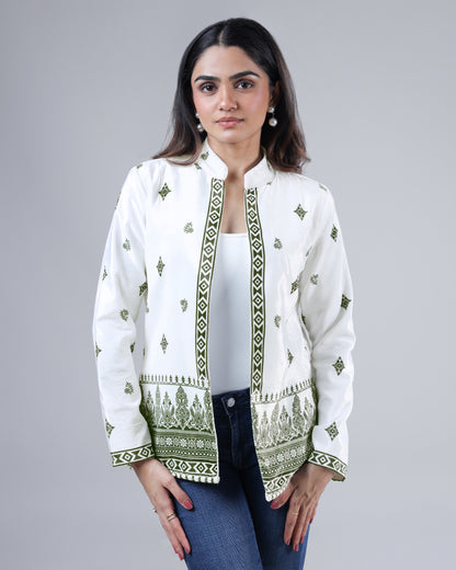 Blooming Floral Premium Velvet Jacket For Women