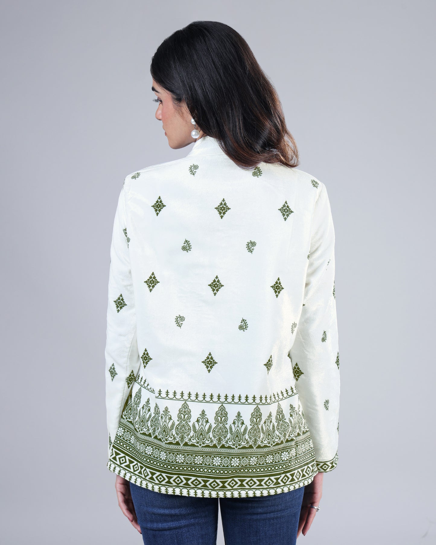 Blooming Floral Premium Velvet Jacket For Women