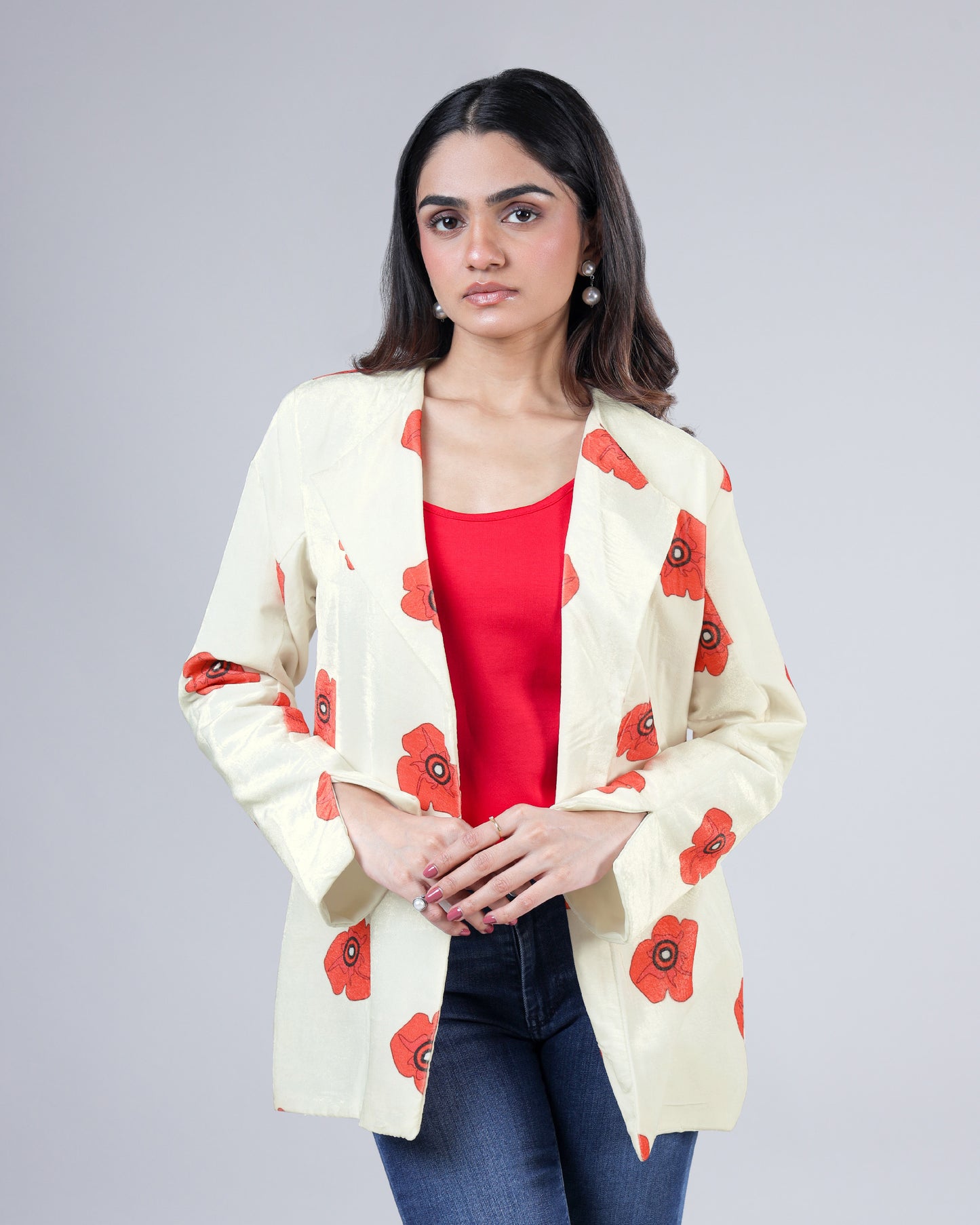 Classic Polka Premium Velvet Jacket For Women