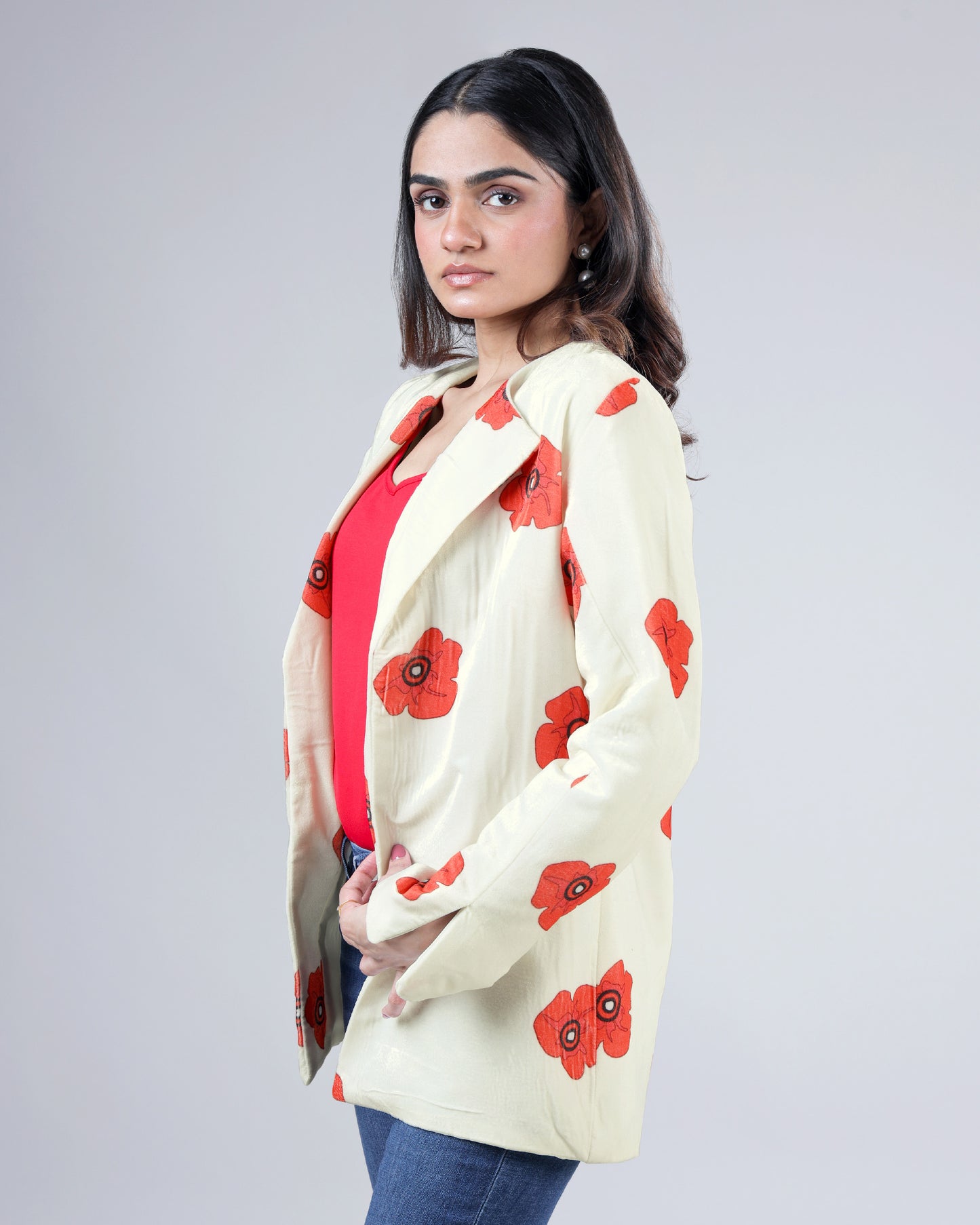 Classic Polka Premium Velvet Jacket For Women