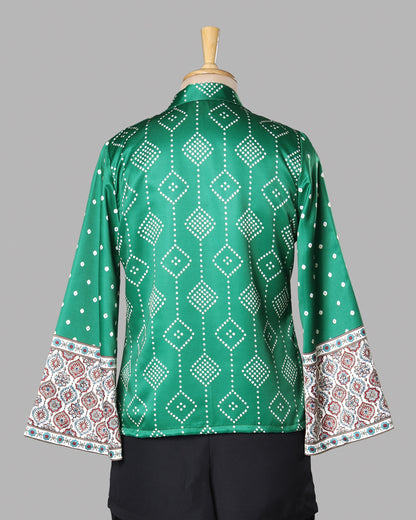 Bell-Sleeve Bandhani Jacket - Trendy Fusionwear for NYE 2026