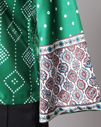 Bell-Sleeve Bandhani Jacket - Trendy Fusionwear for NYE 2026
