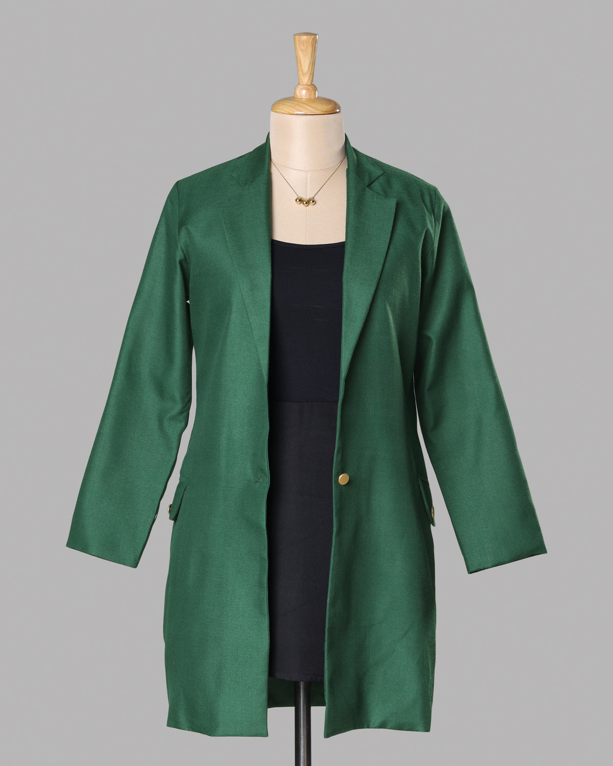 Emerald Edge Long Women's Jacket - Sharp Look, Solid Attitude