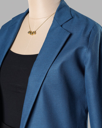 BossBabe Blue Long Jacket For Women - Style Mein Confidence