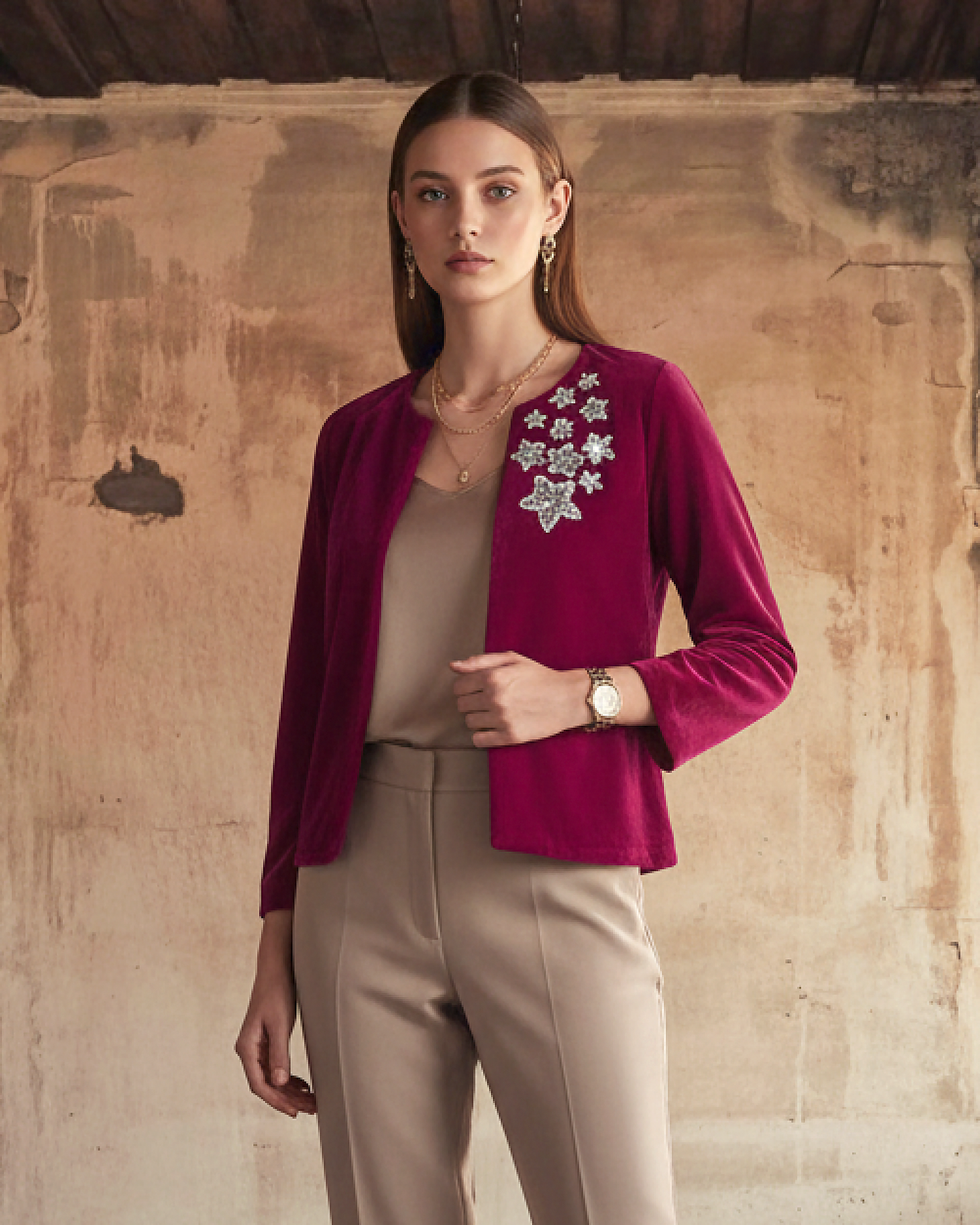 Premium Velvet Jacket | Hand Work Designer Outerwear for Women