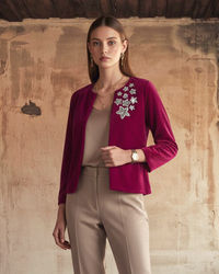 Premium Velvet Jacket | Hand Work Designer Outerwear for Women