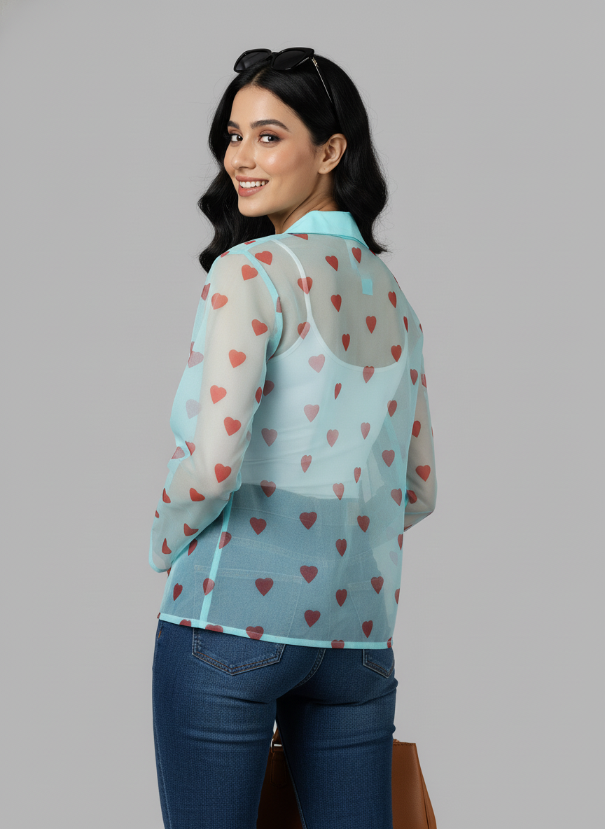 Fabcurate Obsessed Already 💖 Viral Heart Mesh Jacket