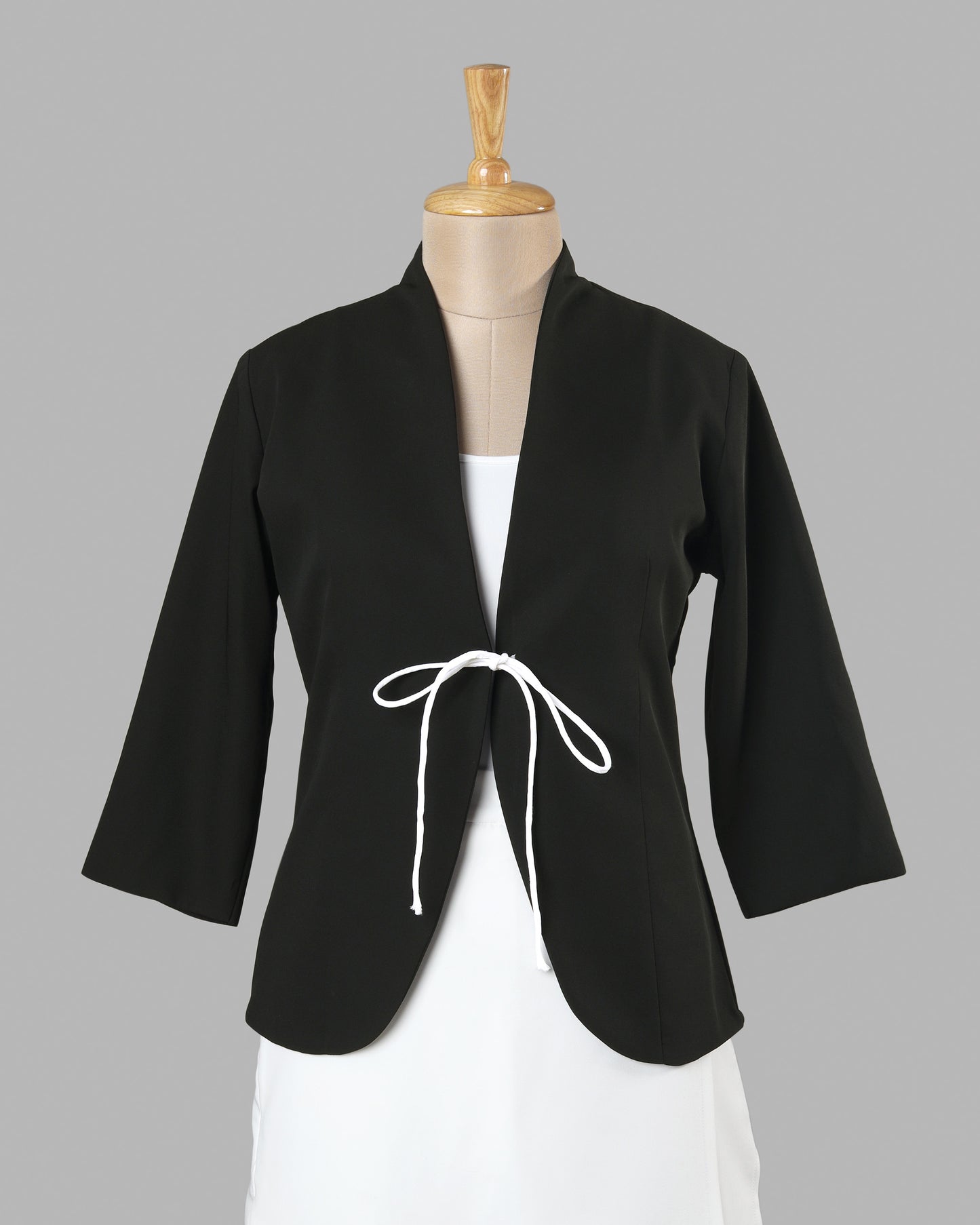 Sleek Tie- Front Solid Jacket - Modern Muse Edit 🖤🌿