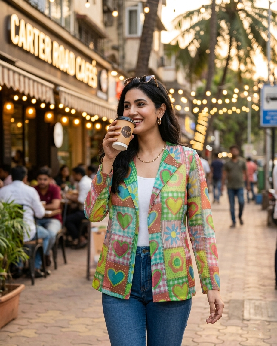 Patchwork Heart Womens Jacket 🎶 - Your Go-To Concert Look
