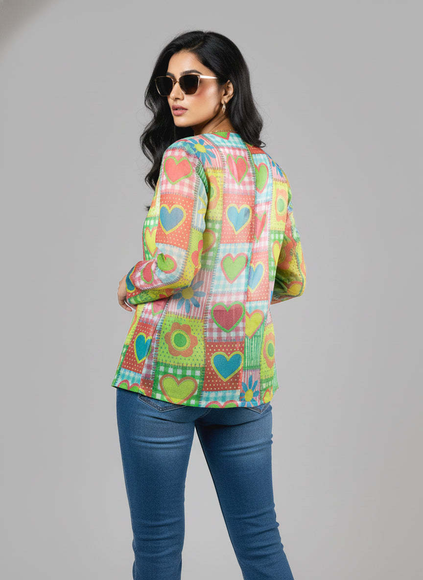 Patchwork Heart Womens Jacket 🎶 - Your Go-To Concert Look